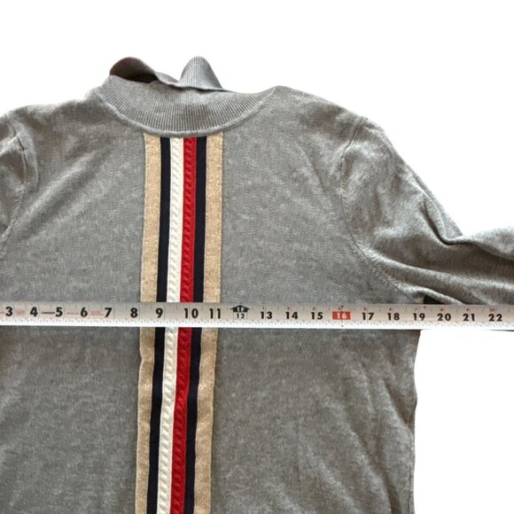 Tommy Hilfiger Gray Turtleneck Sweater Womens Large Stripe Knit Pullover - Picture 10 of 11